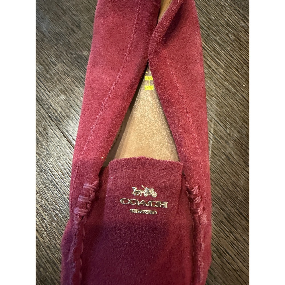 Coach Burgundy Suede Loafer Wedge Shoes Women's Size 6 - Picture 2 of 5